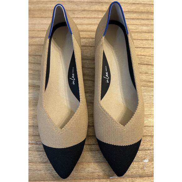 Rothys Size 8.5 The High Point Heels Wren Captoe Camel Black Colorblock Pumps - Picture 6 of 12